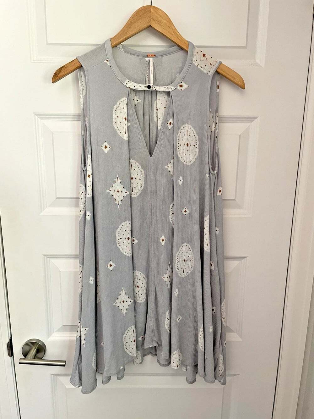 Free People Tree Swing Tunic/Mini Dress Womens S Keyhole Neckline Bohemian Gray
